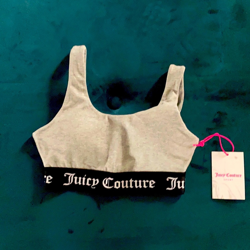 Juicy Couture Gray Sports Bra with Logo Band